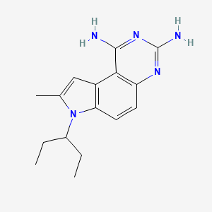 molecular formula C16H21N5 B1196656 1,3-Diamino-7-(1-ethylpropyl)-8-methyl-7H-pyrrolo(3,2-f)quinazoline CAS No. 150057-49-1