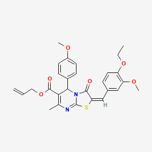 molecular formula C28H28N2O6S B11966565 allyl (2E)-2-(4-ethoxy-3-methoxybenzylidene)-5-(4-methoxyphenyl)-7-methyl-3-oxo-2,3-dihydro-5H-[1,3]thiazolo[3,2-a]pyrimidine-6-carboxylate 