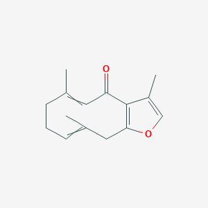 molecular formula C15H18O2 B1196657 3,6,10-trimethyl-8,11-dihydro-7H-cyclodeca[b]furan-4-one 