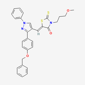 molecular formula C30H27N3O3S2 B11966610 (5Z)-5-({3-[4-(benzyloxy)phenyl]-1-phenyl-1H-pyrazol-4-yl}methylidene)-3-(3-methoxypropyl)-2-thioxo-1,3-thiazolidin-4-one 