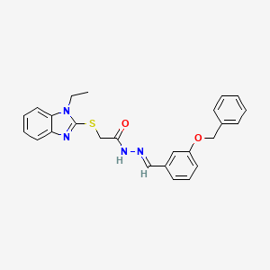 molecular formula C25H24N4O2S B11966672 N'-{(E)-[3-(benzyloxy)phenyl]methylidene}-2-[(1-ethyl-1H-benzimidazol-2-yl)sulfanyl]acetohydrazide 