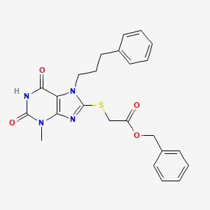 benzyl {[3-methyl-2,6-dioxo-7-(3-phenylpropyl)-2,3,6,7-tetrahydro-1H-purin-8-yl]sulfanyl}acetate