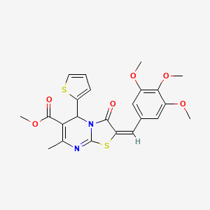 molecular formula C23H22N2O6S2 B11966721 methyl (2E)-7-methyl-3-oxo-5-(2-thienyl)-2-(3,4,5-trimethoxybenzylidene)-2,3-dihydro-5H-[1,3]thiazolo[3,2-a]pyrimidine-6-carboxylate 