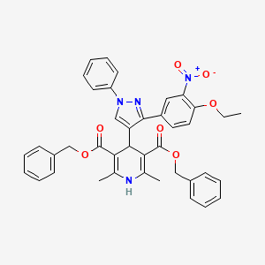 molecular formula C40H36N4O7 B11966742 Dibenzyl 4-[3-(4-ethoxy-3-nitrophenyl)-1-phenyl-1H-pyrazol-4-YL]-2,6-dimethyl-1,4-dihydro-3,5-pyridinedicarboxylate 