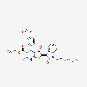 allyl (2Z)-5-[4-(acetyloxy)phenyl]-2-(1-heptyl-2-oxo-1,2-dihydro-3H-indol-3-ylidene)-7-methyl-3-oxo-2,3-dihydro-5H-[1,3]thiazolo[3,2-a]pyrimidine-6-carboxylate