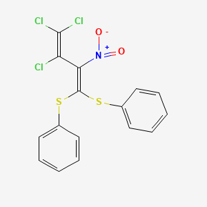 molecular formula C16H10Cl3NO2S2 B11966815 (1-(Bis(phenylthio)methylene)-2,3,3-trichloro-2-propenyl)(hydroxy)azane oxide CAS No. 151052-73-2