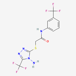 molecular formula C12H9F6N5OS B11966841 2-{[4-amino-5-(trifluoromethyl)-4H-1,2,4-triazol-3-yl]sulfanyl}-N-[3-(trifluoromethyl)phenyl]acetamide 