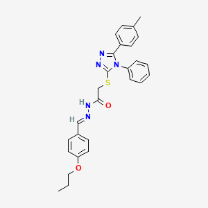 2-{[5-(4-methylphenyl)-4-phenyl-4H-1,2,4-triazol-3-yl]sulfanyl}-N'-[(E)-(4-propoxyphenyl)methylidene]acetohydrazide