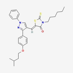 (5Z)-3-Hexyl-5-({3-[4-(isopentyloxy)phenyl]-1-phenyl-1H-pyrazol-4-YL}methylene)-2-thioxo-1,3-thiazolidin-4-one