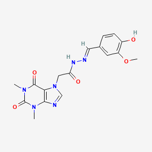 2-(1,3-dimethyl-2,6-dioxo-1,2,3,6-tetrahydro-7H-purin-7-yl)-N'-[(E)-(4-hydroxy-3-methoxyphenyl)methylidene]acetohydrazide