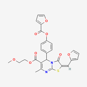 2-methoxyethyl (2E)-5-{4-[(furan-2-ylcarbonyl)oxy]phenyl}-2-(furan-2-ylmethylidene)-7-methyl-3-oxo-2,3-dihydro-5H-[1,3]thiazolo[3,2-a]pyrimidine-6-carboxylate