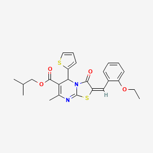 2-methylpropyl (2E)-2-(2-ethoxybenzylidene)-7-methyl-3-oxo-5-(thiophen-2-yl)-2,3-dihydro-5H-[1,3]thiazolo[3,2-a]pyrimidine-6-carboxylate