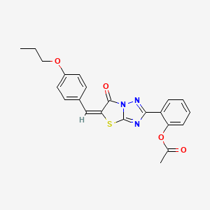 2-[(5E)-6-oxo-5-(4-propoxybenzylidene)-5,6-dihydro[1,3]thiazolo[3,2-b][1,2,4]triazol-2-yl]phenyl acetate