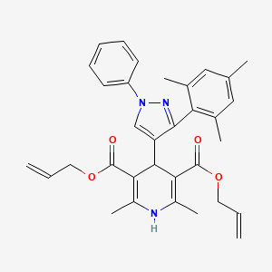 molecular formula C33H35N3O4 B11967276 Diallyl 4-(3-mesityl-1-phenyl-1H-pyrazol-4-YL)-2,6-dimethyl-1,4-dihydro-3,5-pyridinedicarboxylate 