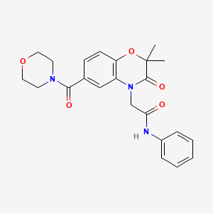 molecular formula C23H25N3O5 B1196731 2-[2,2-dimethyl-6-[4-morpholinyl(oxo)methyl]-3-oxo-1,4-benzoxazin-4-yl]-N-phenylacetamide 