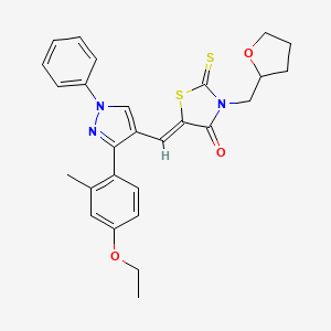 (5Z)-5-{[3-(4-Ethoxy-2-methylphenyl)-1-phenyl-1H-pyrazol-4-YL]methylene}-3-(tetrahydro-2-furanylmethyl)-2-thioxo-1,3-thiazolidin-4-one