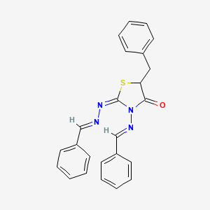 molecular formula C24H20N4OS B11967504 (2E)-5-benzyl-2-[(2E)-benzylidenehydrazinylidene]-3-{[(E)-phenylmethylidene]amino}-1,3-thiazolidin-4-one 