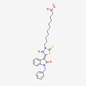 molecular formula C29H32N2O4S2 B11967593 11-[(5Z)-5-(1-benzyl-2-oxo-1,2-dihydro-3H-indol-3-ylidene)-4-oxo-2-thioxo-1,3-thiazolidin-3-yl]undecanoic acid 