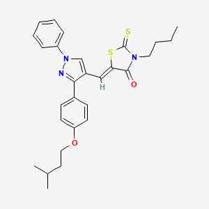 (5Z)-3-Butyl-5-({3-[4-(isopentyloxy)phenyl]-1-phenyl-1H-pyrazol-4-YL}methylene)-2-thioxo-1,3-thiazolidin-4-one