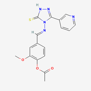 4-((E)-{[3-mercapto-5-(3-pyridinyl)-4H-1,2,4-triazol-4-yl]imino}methyl)-2-methoxyphenyl acetate