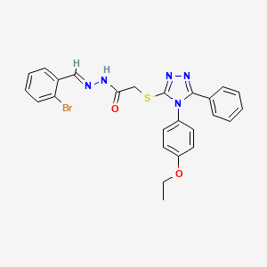 molecular formula C25H22BrN5O2S B11967749 N'-[(E)-(2-bromophenyl)methylidene]-2-{[4-(4-ethoxyphenyl)-5-phenyl-4H-1,2,4-triazol-3-yl]sulfanyl}acetohydrazide 