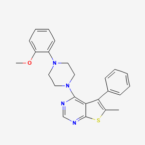 molecular formula C24H24N4OS B11967766 4-[4-(2-Methoxyphenyl)piperazin-1-yl]-6-methyl-5-phenylthieno[2,3-d]pyrimidine 