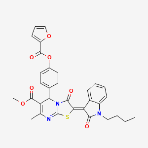 methyl (2Z)-2-(1-butyl-2-oxo-1,2-dihydro-3H-indol-3-ylidene)-5-{4-[(furan-2-ylcarbonyl)oxy]phenyl}-7-methyl-3-oxo-2,3-dihydro-5H-[1,3]thiazolo[3,2-a]pyrimidine-6-carboxylate