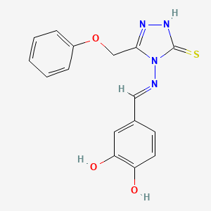 molecular formula C16H14N4O3S B11967892 (4Z)-2-hydroxy-4-[[[3-(phenoxymethyl)-5-sulfanylidene-1H-1,2,4-triazol-4-yl]amino]methylidene]cyclohexa-2,5-dien-1-one 