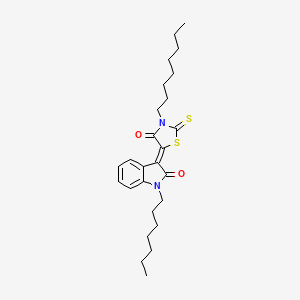 (3Z)-1-heptyl-3-(3-octyl-4-oxo-2-thioxo-1,3-thiazolidin-5-ylidene)-1,3-dihydro-2H-indol-2-one