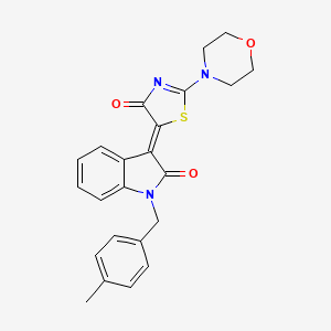 molecular formula C23H21N3O3S B11967965 (3Z)-1-(4-Methylbenzyl)-3-(2-(4-morpholinyl)-4-oxo-1,3-thiazol-5(4H)-ylidene)-1,3-dihydro-2H-indol-2-one 