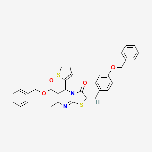 molecular formula C33H26N2O4S2 B11967982 Benzyl (2E)-2-[4-(benzyloxy)benzylidene]-7-methyl-3-oxo-5-(2-thienyl)-2,3-dihydro-5H-[1,3]thiazolo[3,2-A]pyrimidine-6-carboxylate 