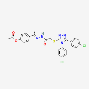 4-[(1E)-N-({[4,5-Bis(4-chlorophenyl)-4H-1,2,4-triazol-3-YL]sulfanyl}acetyl)ethanehydrazonoyl]phenyl acetate