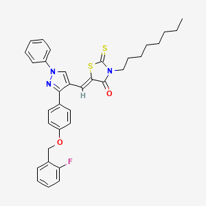 (5Z)-5-[(3-{4-[(2-fluorobenzyl)oxy]phenyl}-1-phenyl-1H-pyrazol-4-yl)methylene]-3-octyl-2-thioxo-1,3-thiazolidin-4-one