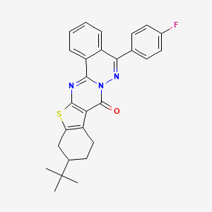 7-tert-butyl-20-(4-fluorophenyl)-10-thia-1,12,21-triazapentacyclo[11.8.0.03,11.04,9.014,19]henicosa-3(11),4(9),12,14,16,18,20-heptaen-2-one