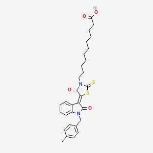 molecular formula C30H34N2O4S2 B11968120 11-{(5Z)-5-[1-(4-methylbenzyl)-2-oxo-1,2-dihydro-3H-indol-3-ylidene]-4-oxo-2-thioxo-1,3-thiazolidin-3-yl}undecanoic acid 