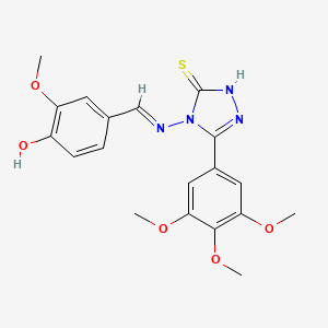 2-Methoxy-4-((E)-{[3-sulfanyl-5-(3,4,5-trimethoxyphenyl)-4H-1,2,4-triazol-4-YL]imino}methyl)phenol