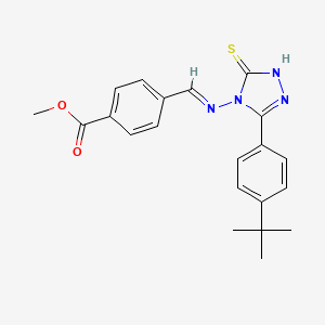 molecular formula C21H22N4O2S B11968352 methyl 4-[(E)-{[3-(4-tert-butylphenyl)-5-thioxo-1,5-dihydro-4H-1,2,4-triazol-4-yl]imino}methyl]benzoate 