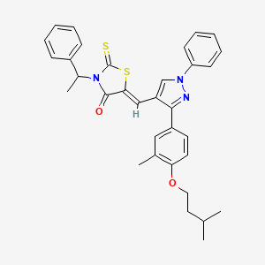 (5Z)-5-({3-[3-methyl-4-(3-methylbutoxy)phenyl]-1-phenyl-1H-pyrazol-4-yl}methylidene)-3-(1-phenylethyl)-2-thioxo-1,3-thiazolidin-4-one