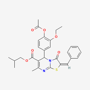 2-methylpropyl (2E)-5-[4-(acetyloxy)-3-ethoxyphenyl]-2-benzylidene-7-methyl-3-oxo-2,3-dihydro-5H-[1,3]thiazolo[3,2-a]pyrimidine-6-carboxylate