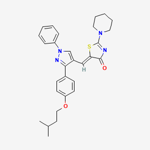 (5Z)-5-({3-[4-(isopentyloxy)phenyl]-1-phenyl-1H-pyrazol-4-yl}methylene)-2-(1-piperidinyl)-1,3-thiazol-4(5H)-one