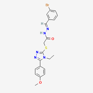 molecular formula C20H20BrN5O2S B11968525 N'-[(E)-(3-bromophenyl)methylidene]-2-{[4-ethyl-5-(4-methoxyphenyl)-4H-1,2,4-triazol-3-yl]sulfanyl}acetohydrazide 