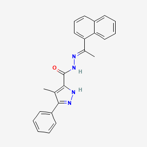 molecular formula C23H20N4O B11968531 4-methyl-N'-[(E)-1-(1-naphthyl)ethylidene]-3-phenyl-1H-pyrazole-5-carbohydrazide 