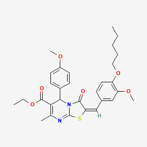 molecular formula C30H34N2O6S B11968538 ethyl (2E)-2-[3-methoxy-4-(pentyloxy)benzylidene]-5-(4-methoxyphenyl)-7-methyl-3-oxo-2,3-dihydro-5H-[1,3]thiazolo[3,2-a]pyrimidine-6-carboxylate 