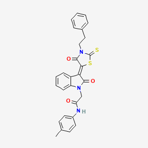 N-(4-methylphenyl)-2-{(3Z)-2-oxo-3-[4-oxo-3-(2-phenylethyl)-2-thioxo-1,3-thiazolidin-5-ylidene]-2,3-dihydro-1H-indol-1-yl}acetamide