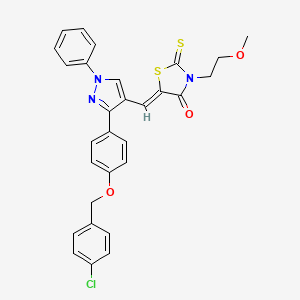 molecular formula C29H24ClN3O3S2 B11968573 (5Z)-5-[(3-{4-[(4-chlorobenzyl)oxy]phenyl}-1-phenyl-1H-pyrazol-4-yl)methylene]-3-(2-methoxyethyl)-2-thioxo-1,3-thiazolidin-4-one 