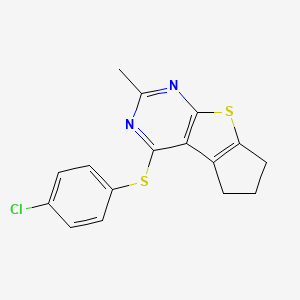 4-((4-CL-Phenyl)thio)-2-ME-6,7-dihydro-5H-cyclopenta(4,5)thieno(2,3-D)pyrimidine