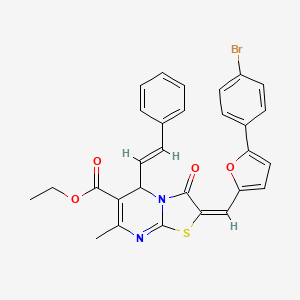 Ethyl (2E)-2-{[5-(4-bromophenyl)-2-furyl]methylene}-7-methyl-3-oxo-5-[(E)-2-phenylethenyl]-2,3-dihydro-5H-[1,3]thiazolo[3,2-A]pyrimidine-6-carboxylate