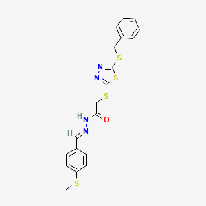 2-{[5-(benzylsulfanyl)-1,3,4-thiadiazol-2-yl]sulfanyl}-N'-{(E)-[4-(methylsulfanyl)phenyl]methylidene}acetohydrazide