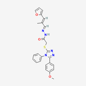 molecular formula C25H23N5O3S B11968781 N'-[(1E,2E)-3-(furan-2-yl)-2-methylprop-2-en-1-ylidene]-2-{[5-(4-methoxyphenyl)-4-phenyl-4H-1,2,4-triazol-3-yl]sulfanyl}acetohydrazide 