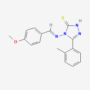 molecular formula C17H16N4OS B11968798 4-((4-Methoxybenzylidene)amino)-5-(2-methylphenyl)-4H-1,2,4-triazole-3-thiol 